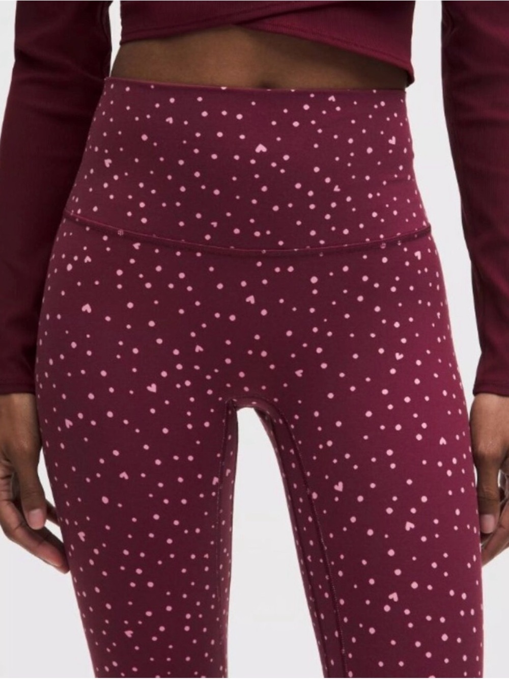 Lululemon Align No Line High-Rise Pant 28" 8 10 12Heart Dot Burgundy Bay NWT